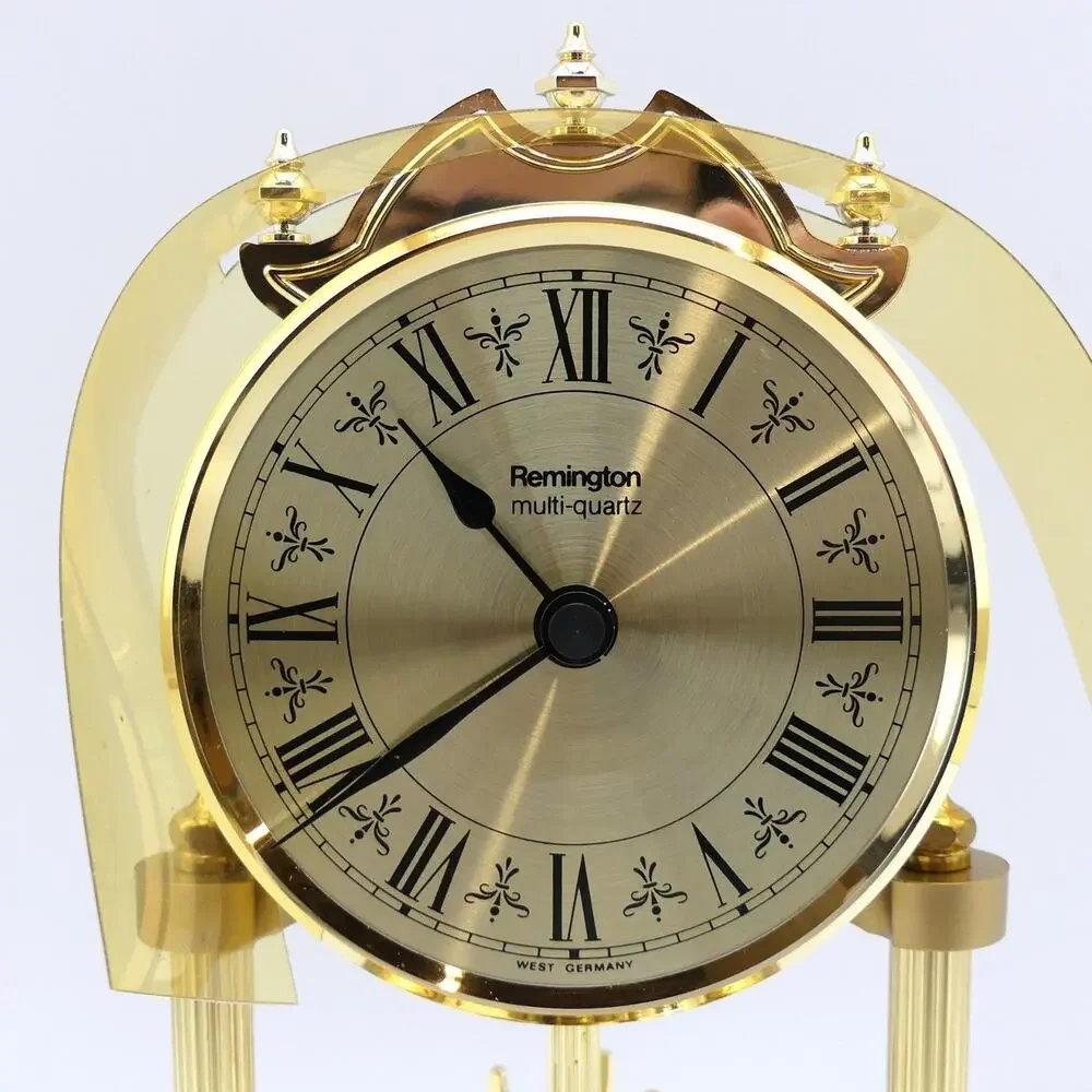 VTG Remington Multi-Quartz Anniversary Glass Domed Mantle Clock Germany See Desc